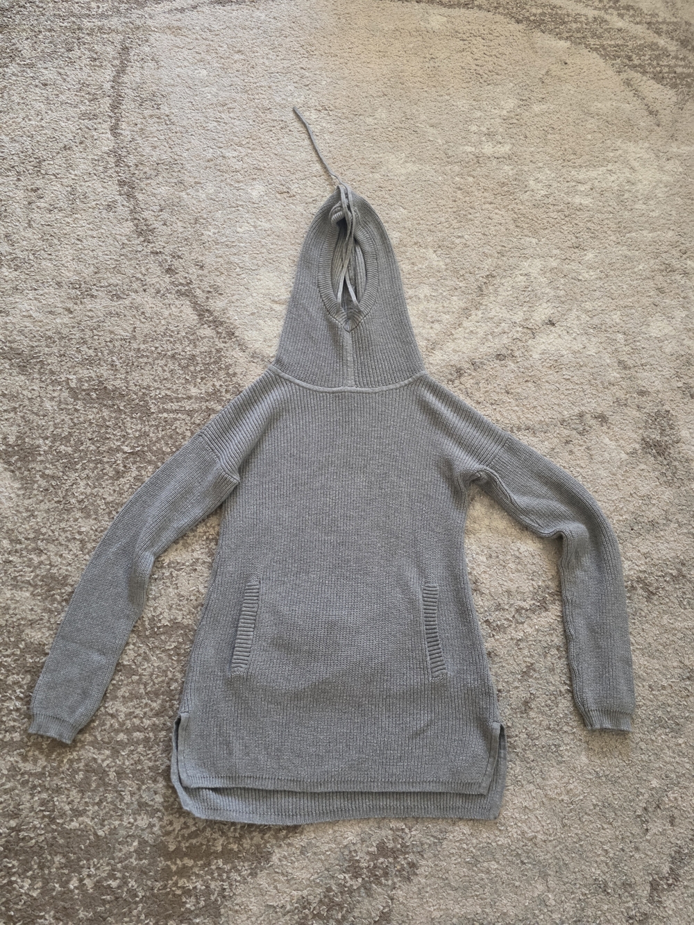 Cozy Gray Knit Cowl Hoodie Tunic Sweater